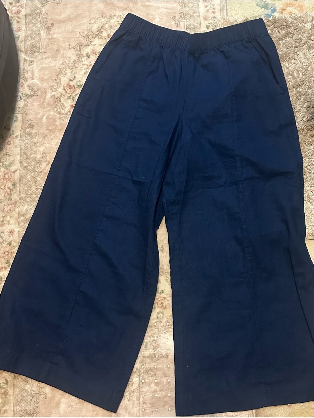LOFT  Navy Wide-Leg Elastic Waist Joggers